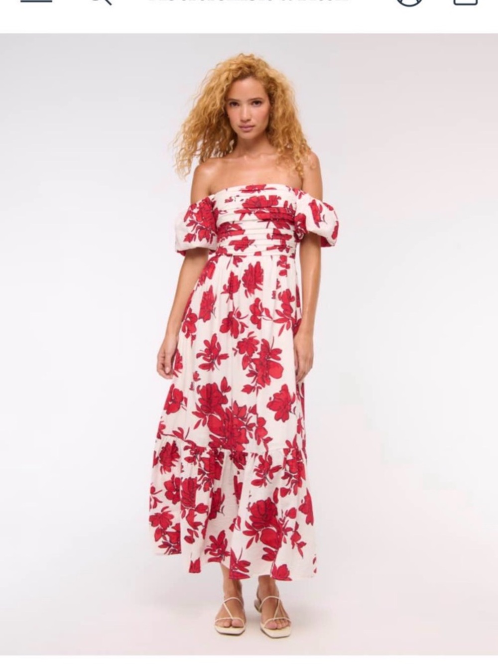 Abercrombie & Fitch White Maxi Dress with Red Floral Print - Picture 2 of 4